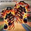 BlueJose Bowling And Pins Fire Wolf Flame Art Design Customized Name, Team Name 3D Shirt (4 Colors)