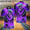 BlueJose Bowling And Pins Flaming Skull Strike Ball Fire Explosion 3D Design Customized Name, Team Name 3D Shirt (4 Colors)
