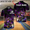 BlueJose Bowling And Pins Neon Cyber Wolf Cartoon Customized Name, Team Name 3D Shirt (4 Colors)