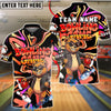 BlueJose Bowling And Pins Cool Bear Cartoon Graffiti Style Customized Name, Team Name 3D Shirt (4 Colors)