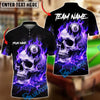 BlueJose Billiards Flaming Skull 8 Ball Design Personalized Name, Team Name Unisex Shirt (4 Colors)