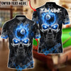 BlueJose Billiards Smoke Fire Skull 8 Ball Design Personalized Name, Team Name Unisex Shirt (4 Colors)
