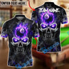 BlueJose Billiards Smoke Fire Skull 8 Ball Design Personalized Name, Team Name Unisex Shirt (4 Colors)