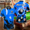 BlueJose Billiards 8-Ball Flaming Grunge Personalized Name, Team Name Unisex Shirt (6 Colors)