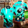 BlueJose Billiards 8-Ball Flaming Grunge Personalized Name, Team Name Unisex Shirt (6 Colors)