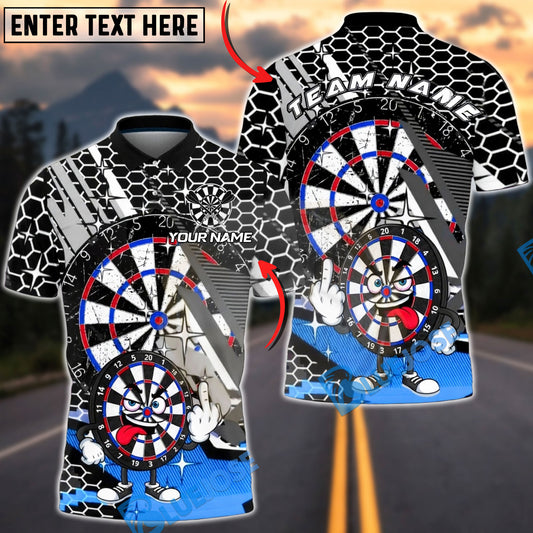 BlueJose Darts Cartoon Dartboard Honeycomb Pattern Multicolor Options Personalized Name Shirt (4 Colors)