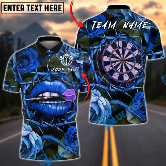 BlueJose Darts Lips Roses Thorns Dartboard Love Trap Customized Name, Team Name 3D Shirt (4 Colors)