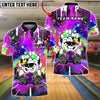 BlueJose Bowling And Pins Bear Graffiti Street Style Customized Name, Team Name 3D Shirt (4 Colors)