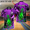 BlueJose Bowling And Pins Bottle Flame Graphic Customized Name, Team Name 3D Shirt (4 Colors)