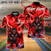 BlueJose Bowling Gorilla Lightning Strike Customized Name, Team Name 3D Shirt (4 Colors)