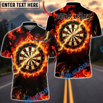 BlueJose Darts Fire Flames Lightning Multicolor Options Personalized Name Shirt (4 Colors)