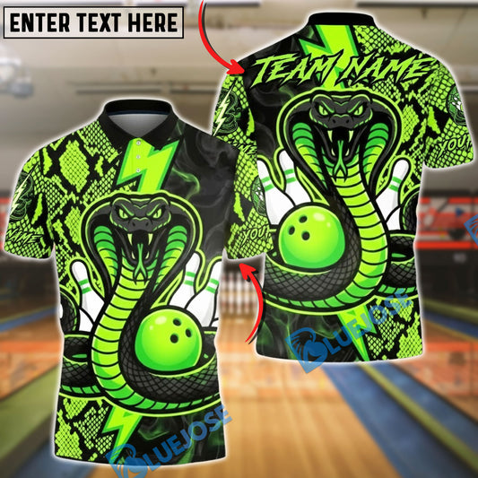 BlueJose Bowling Big Cobra Python Lightning Customized Name, Team Name 3D Shirt (4 Colors)