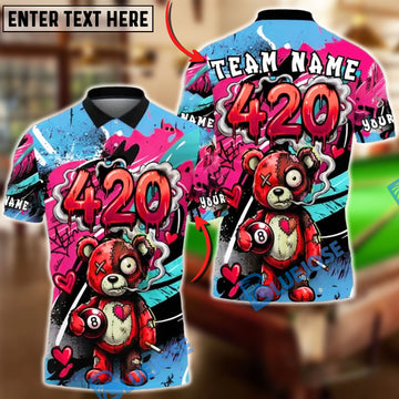 BlueJose Billiards Ball 8 420 Bear Paint Splash Customized Name, Team Name 3D Shirt (4 Colors)