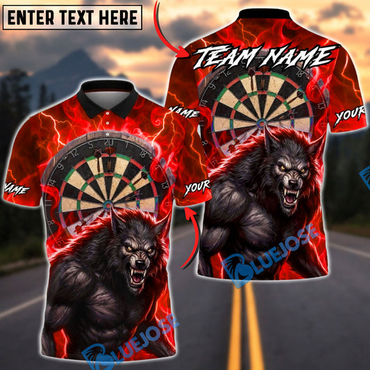 BlueJose Darts Wolf Lightning Multicolor Options Personalized Name Shirt (4 Colors)