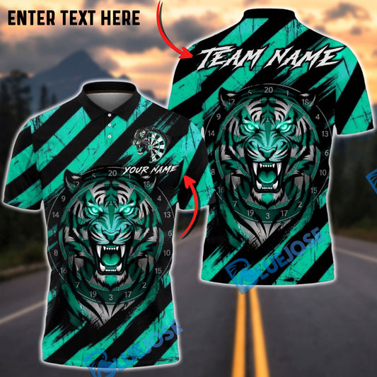BlueJose Darts Tiger Black Stripes Multicolor Options Personalized Name Shirt (4 Colors)