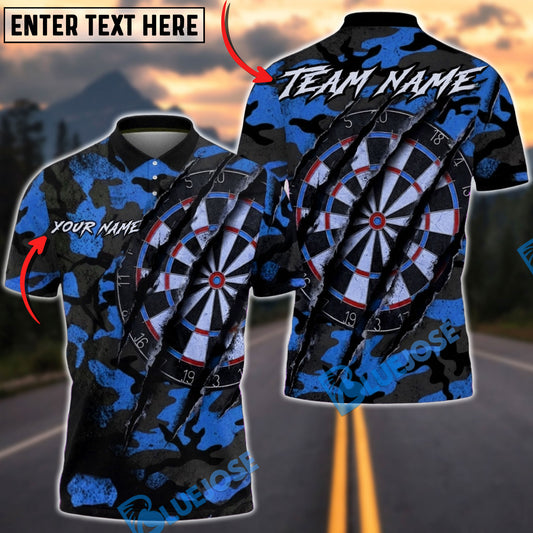 BlueJose Darts Black Camouflage Multicolor Options Personalized Name Shirt (4 Colors)