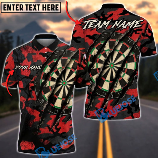 BlueJose Darts Black Camouflage Multicolor Options Personalized Name Shirt (4 Colors)