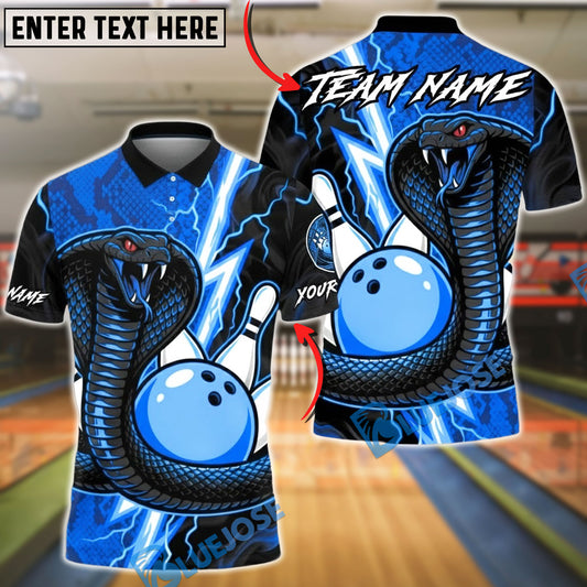 BlueJose Bowling Lightning Cobra Viper Customized Name, Team Name 3D Shirt (4 Colors)