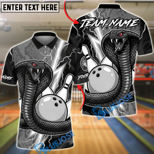BlueJose Bowling Lightning Cobra Viper Customized Name, Team Name 3D Shirt (4 Colors)
