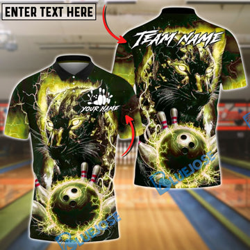 BlueJose Bowling And Pins Electric Panther Lightning Strike Customized Name, Team Name 3D Shirt (6 Colors)