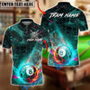 BlueJose Billiards 8-Ball Fire Energy Design Customized Name, Team Name 3D Shirt (4 Colors)