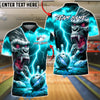 BlueJose Bowling Gorilla Demon Skull Lightning Design Customized Name, Team Name 3D Shirt (4 Colors)