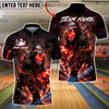BlueJose Bowling Gorilla Fire Smoke Design Customized Name, Team Name 3D Shirt (4 Colors)
