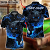 BlueJose Billiards 8-Ball Panther Fire Design Customized Name, Team Name 3D Shirt (4 Colors)