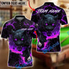 BlueJose Billiards 8-Ball Panther Fire Design Customized Name, Team Name 3D Shirt (4 Colors)