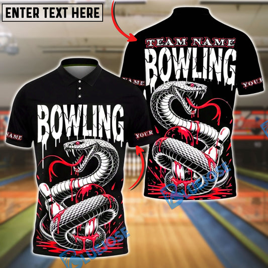 BlueJose Bowling Snake Venom Drip Design Customized Name, Team Name 3D Shirt (4 Colors)