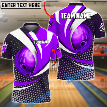 BlueJose Bowling And Pins Curved Strike Customized Name 3D Shirt (6 Colors)