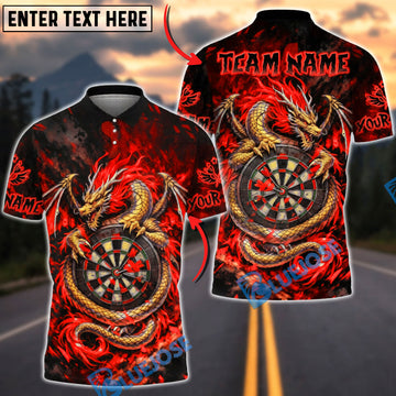 BlueJose Darts Golden Dragon Target Multicolor Options Personalized Name Shirt (6 Colors)