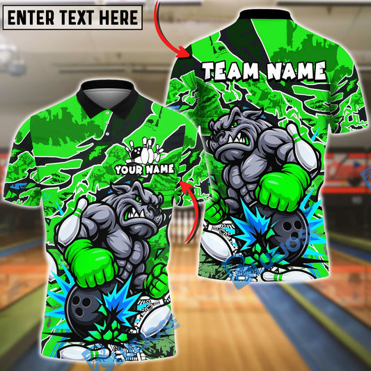 BlueJose Bowling And Pins Boxing Bulldog Explosion Cartoon Style Customized Name, Team Name 3D Shirt (4 Colors)
