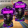 BlueJose Bowling And Pins Neon Bulldog Cool Strike Customized Name, Team Name 3D Shirt (4 Colors)