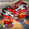 BlueJose Bowling And Pins Angry Turkey Customized Name, Team Name 3D Shirt (4 Colors)