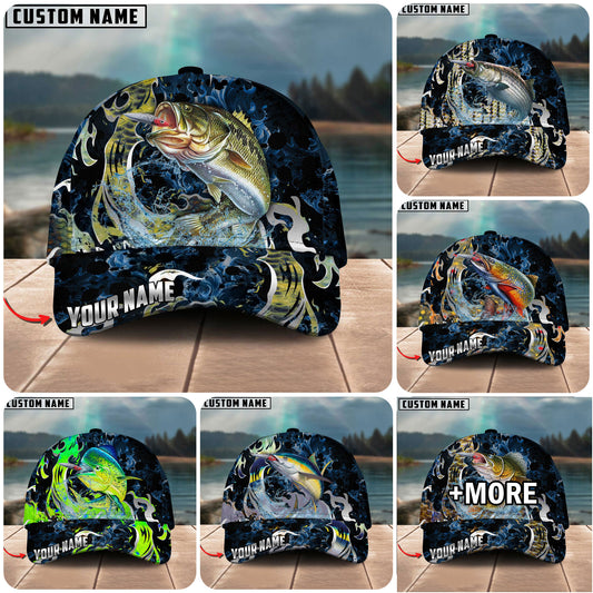 BlueJose Fishing Jumping Ocean Splash Personalized Cap (11 Breeds)