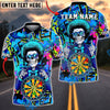BlueJose Darts Neon Afro Skull Multicolor Options Personalized Name Shirt (4 Colors)