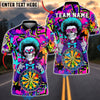 BlueJose Darts Neon Afro Skull Multicolor Options Personalized Name Shirt (4 Colors)