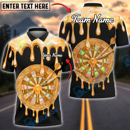 BlueJose Darts Rainbow Melt Dripping Dartboard Multicolor Options Personalized Name Shirt (6 Colors)