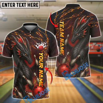 BlueJose Bowling And Pins Inferno Dragon Crimson Strike Customized Name, Team Name 3D Shirt (4 Colors)