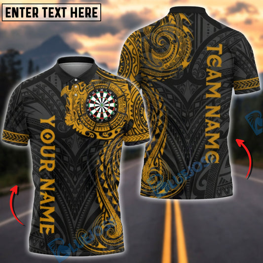 BlueJose Darts Tribal Maori Dragon Multicolor Options Personalized Name Shirt (6 Colors)