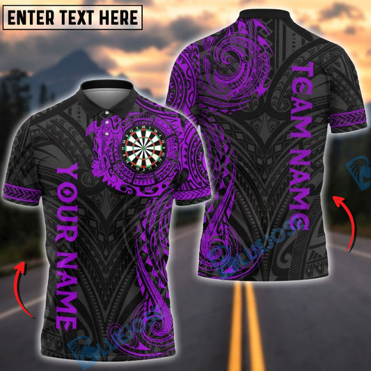 BlueJose Darts Tribal Maori Dragon Multicolor Options Personalized Name Shirt (6 Colors)