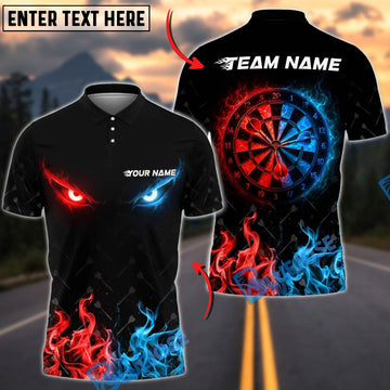 BlueJose Darts Fire Eyes Dartboard Design Personalized Name, Team Name Unisex Shirt (4 Colors)