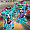 BlueJose Bowling & Pins Punk Girl Graffiti Wall Bowling Ball Tattoo Style Customized Name, Team Name 3D Shirt (6 Colors)