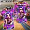 BlueJose Bowling & Pins Punk Girl Graffiti Wall Bowling Ball Tattoo Style Customized Name, Team Name 3D Shirt (6 Colors)