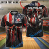 BlueJose Bowling Melt Grunge American Flag Punisher Skull Ball Pins Design Customized Name, Team Name 3D Shirt