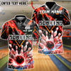 BlueJose Bowling & Pins Lightning Strike Electric Energy Graphic Customized Name, Team Name 3D Shirt (4 Colors)