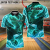 BlueJose Bowling And Pins Fire Bull Flaming Customized Name, Team Name 3D Shirt (4 Colors)