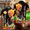 BlueJose Billiards Ball 9 Flaming Biker Skull Middle Finger Customized Name, Team Name 3D Shirt (4 Colors)