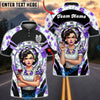 BlueJose Darts Retro Pinup Lady Floral Dartboard Personalized Name, Team Name Unisex Shirt (6 Colors)